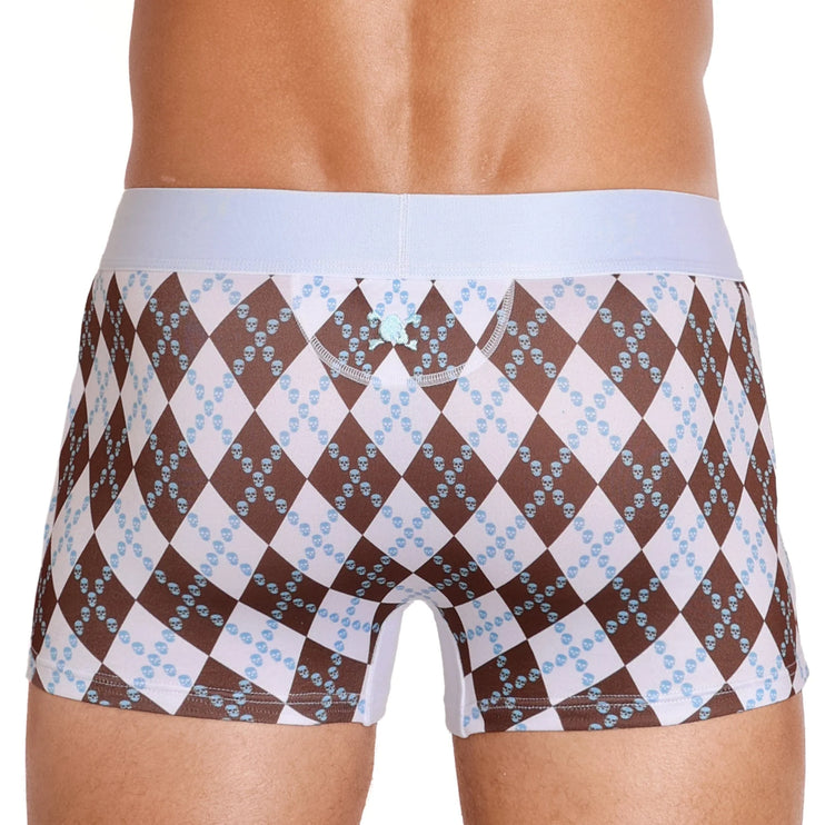 Skull & Bones Skull Argyle boxer white/brown