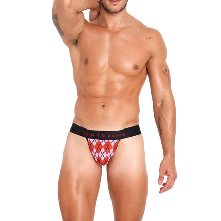 Skull & Bones Skull Argyle thong red