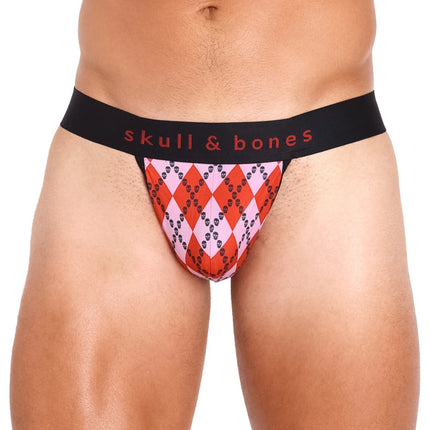 Skull & Bones Skull Argyle thong red