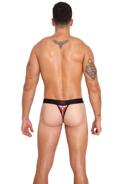 Skull & Bones Skull Argyle thong red