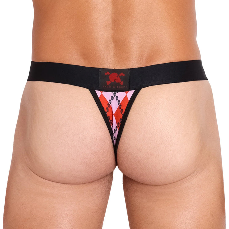 Skull & Bones Skull Argyle thong red