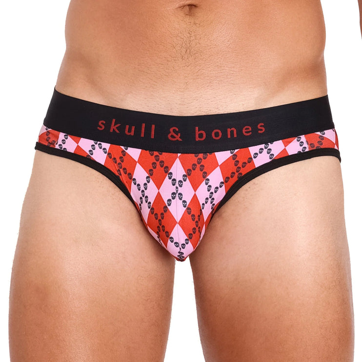 Skull & Bones Skull Argyle jockstrap red