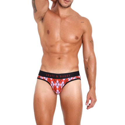 Skull & Bones Skull Argyle jockstrap red