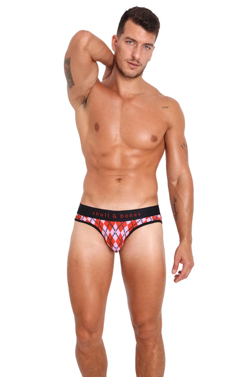 Skull & Bones Skull Argyle jockstrap red