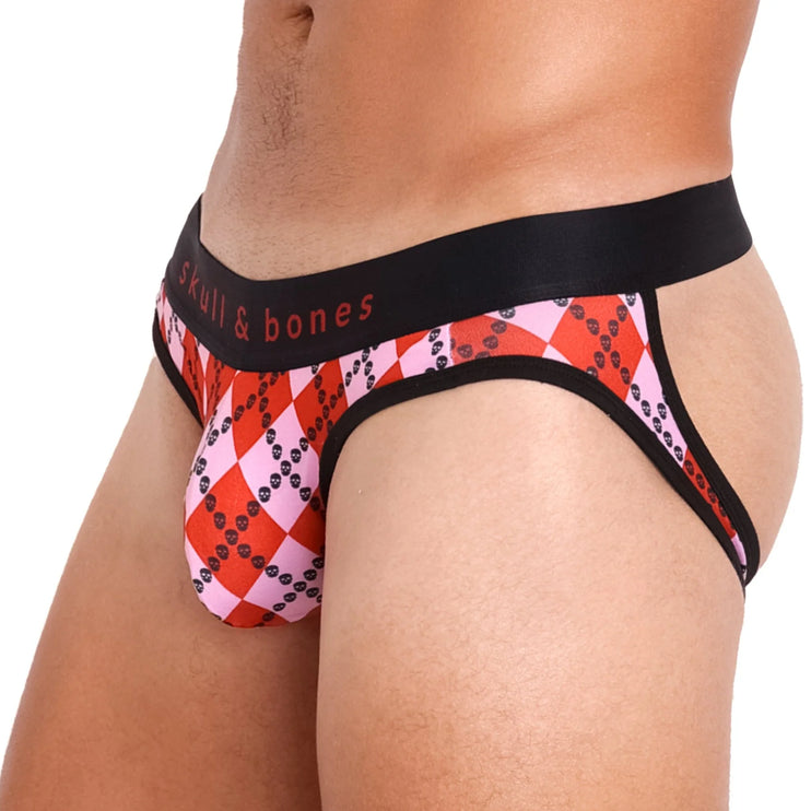 Skull & Bones Skull Argyle jockstrap red