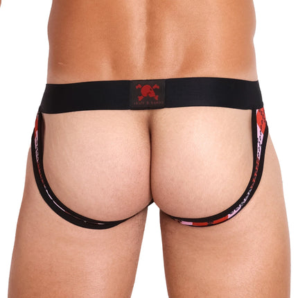 Skull & Bones Skull Argyle jockstrap red