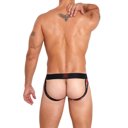 Skull & Bones Skull Argyle jockstrap red