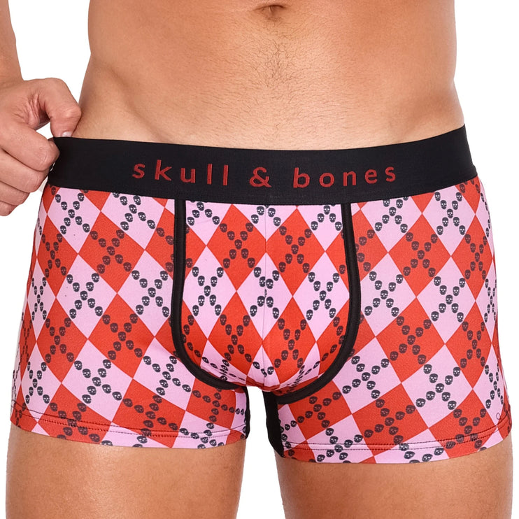 Skull & Bones Skull Argyle boxer red
