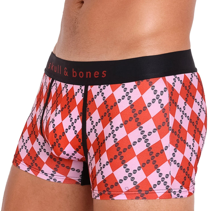 Skull & Bones Skull Argyle boxer red