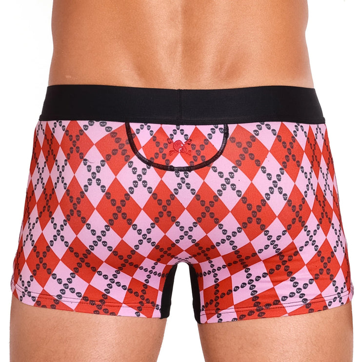 Skull & Bones Skull Argyle boxer red