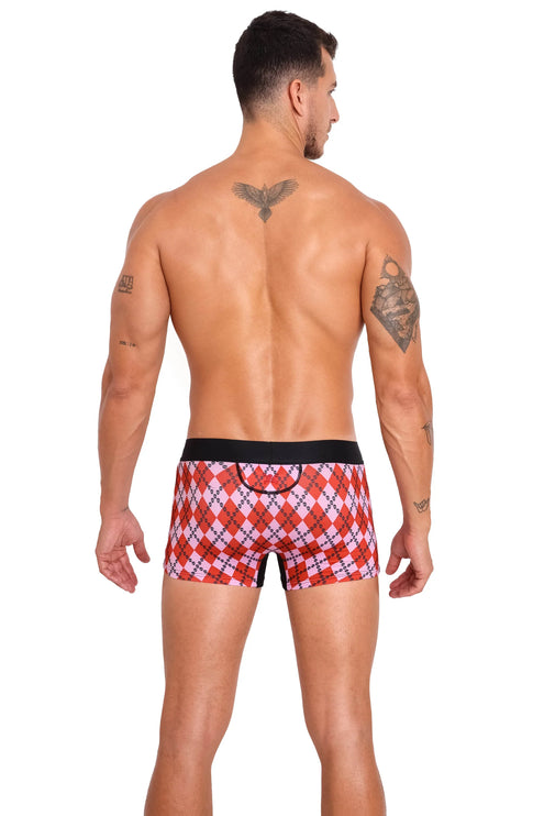 Skull & Bones Skull Argyle boxer red
