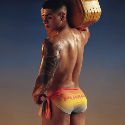 PUMP! Sunset Knotty Swim Brief - Orange/Yellow/Blue