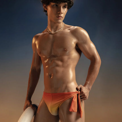 PUMP! Sunset Knotty Swim Brief - Orange/Yellow/Blue