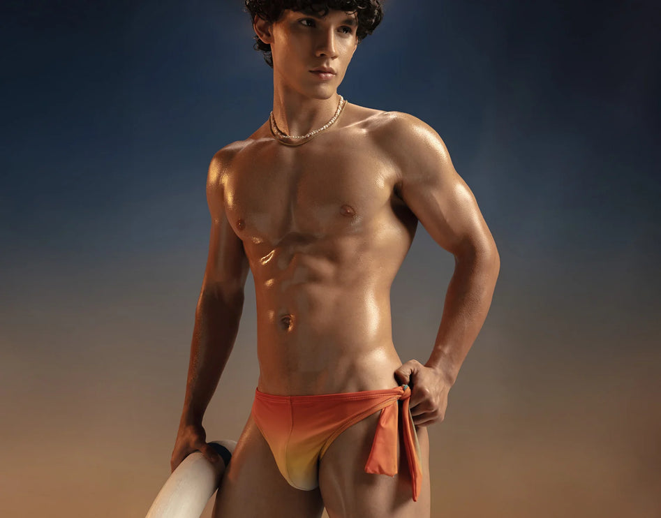 PUMP! Sunset Knotty Swim Brief - Orange/Yellow/Blue