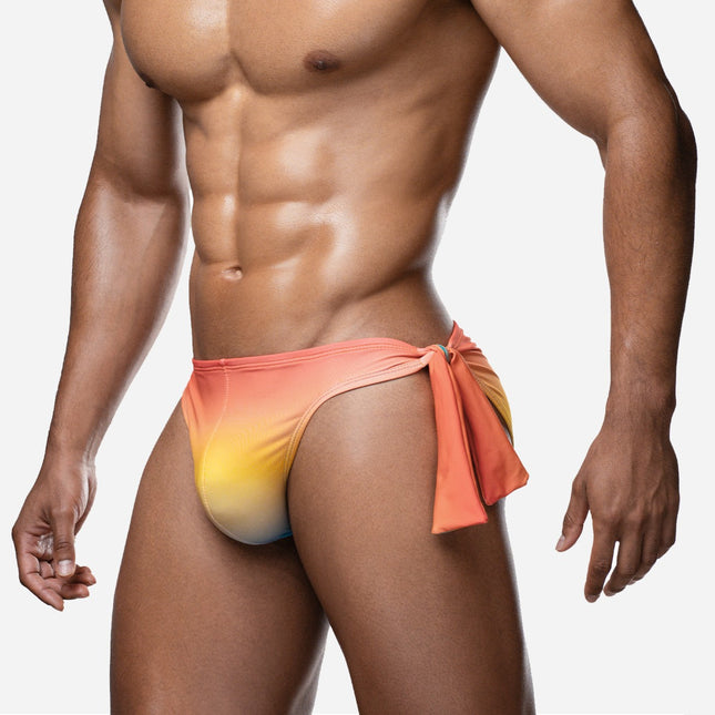 PUMP! Sunset Knotty Swim Brief - Orange/Yellow/Blue