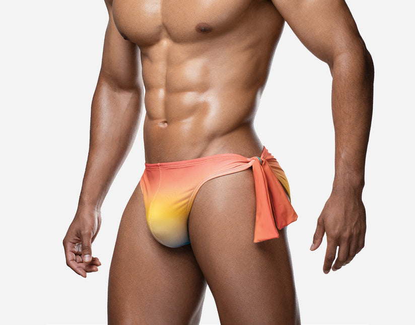 PUMP! Sunset Knotty Swim Brief - Orange/Yellow/Blue