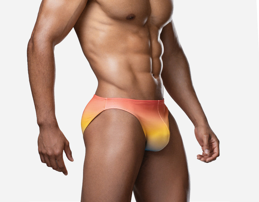 PUMP! Sunset Knotty Swim Brief - Orange/Yellow/Blue