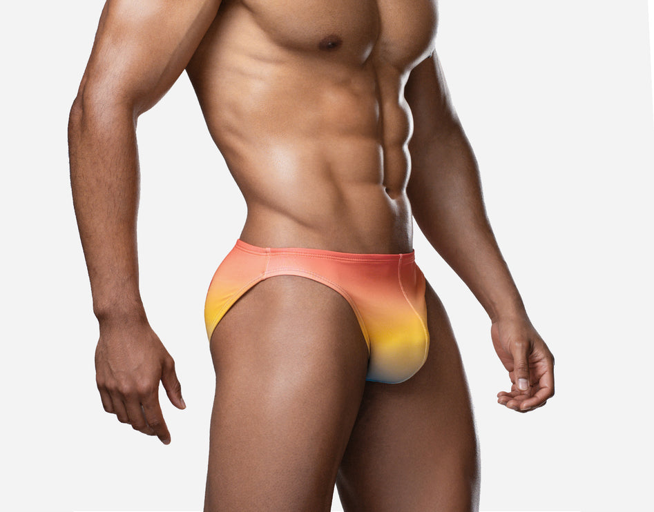 PUMP! Sunset Knotty Swim Brief - Orange/Yellow/Blue