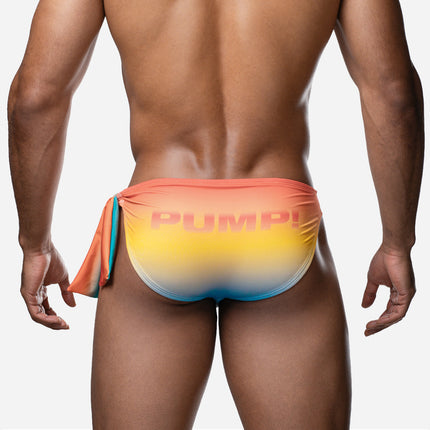 PUMP! Sunset Knotty Swim Brief - Orange/Yellow/Blue