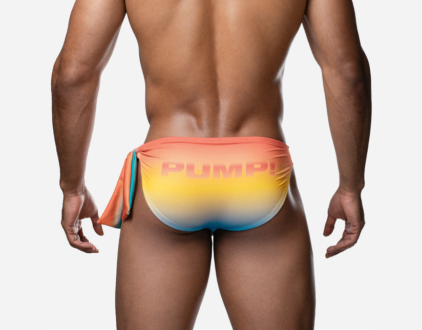 PUMP! Sunset Knotty Swim Brief - Orange/Yellow/Blue