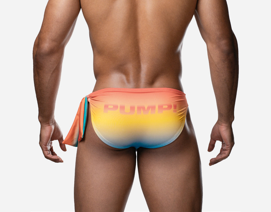 PUMP! Sunset Knotty Swim Brief - Orange/Yellow/Blue