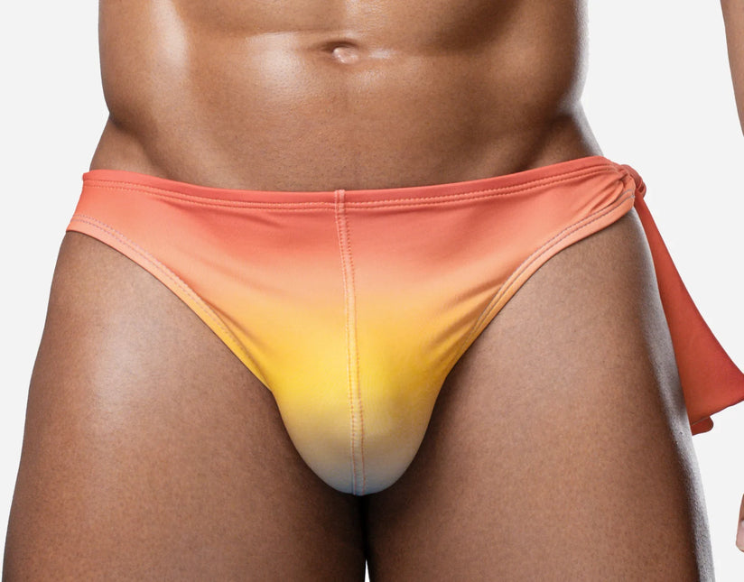 PUMP! Sunset Knotty Swim Brief - Orange/Yellow/Blue