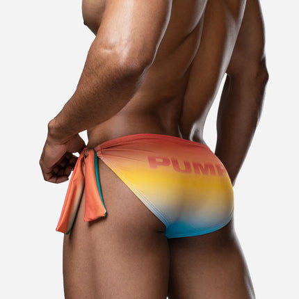 PUMP! Sunset Knotty Swim Brief - Orange/Yellow/Blue