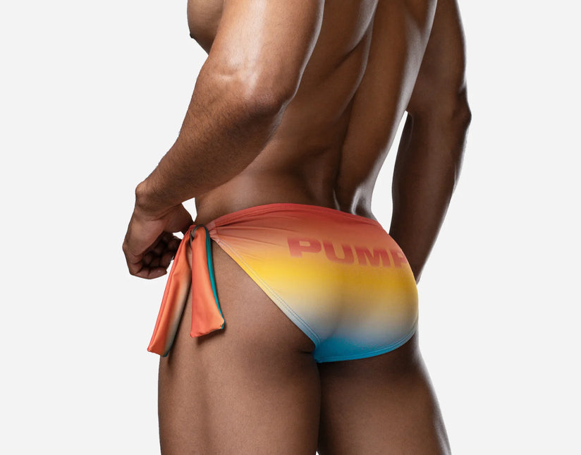 PUMP! Sunset Knotty Swim Brief - Orange/Yellow/Blue