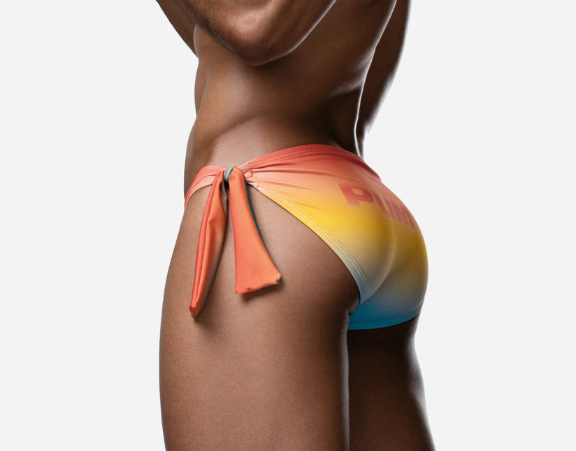 PUMP! Sunset Knotty Swim Brief - Orange/Yellow/Blue