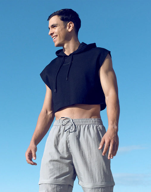 Supawear Cropped Sleeveless Hoodie - Black