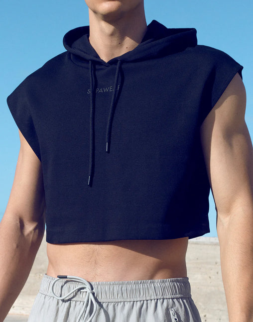Supawear Cropped Sleeveless Hoodie - Black