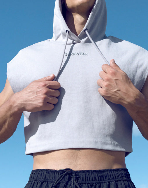 Supawear Cropped Sleeveless Hoodie - Grey