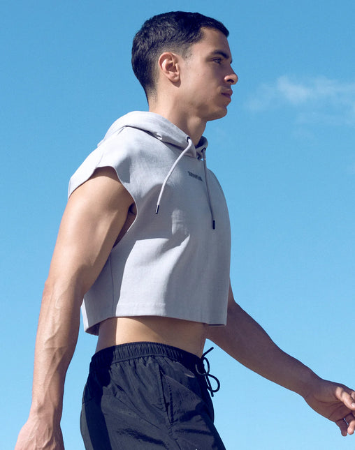 Supawear Cropped Sleeveless Hoodie - Grey