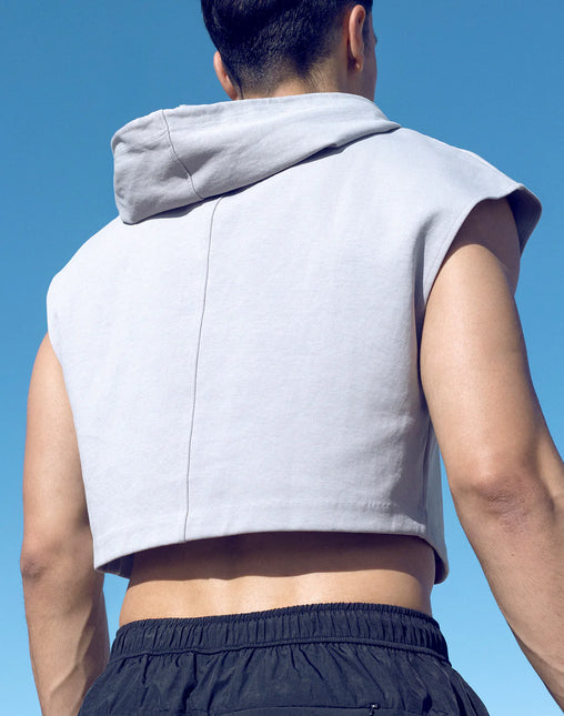 Supawear Cropped Sleeveless Hoodie - Grey