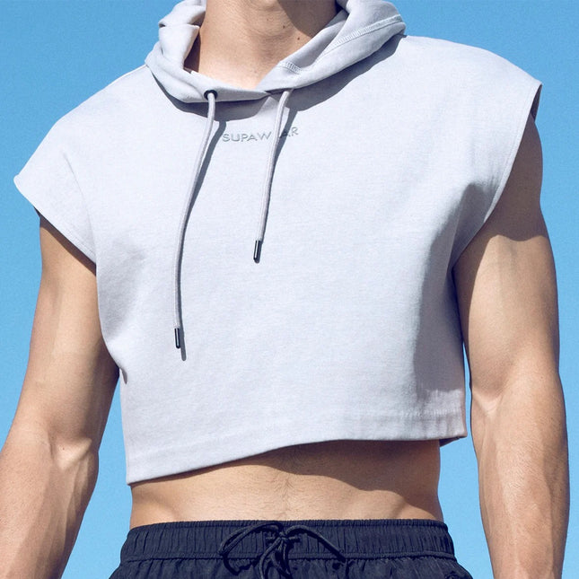 Supawear Cropped Sleeveless Hoodie - Grey