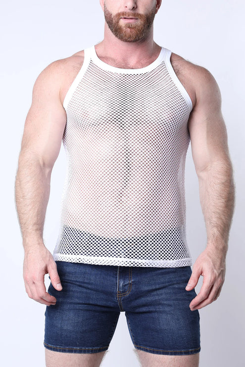 Timoteo Santorini mesh tank white