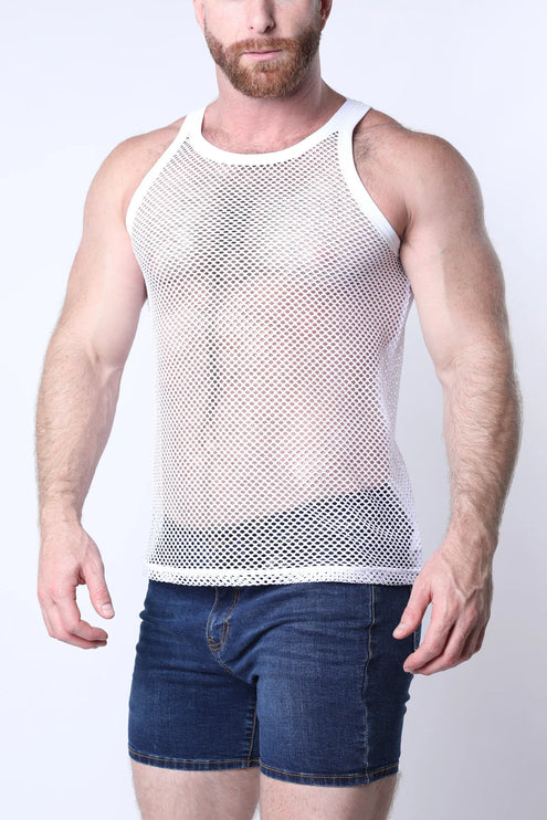 Timoteo Santorini mesh tank white