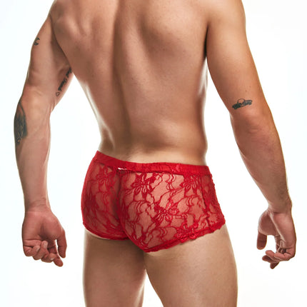 Sexy Boy Lace Boxer Trunk - Red