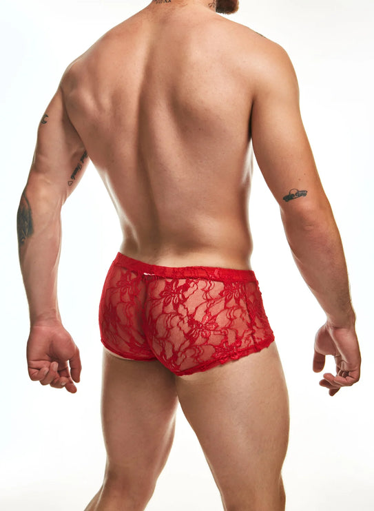 Sexy Boy Lace Boxer Trunk - Red
