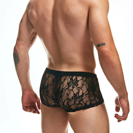 Sexy Boy Lace Boxer Trunk - Black