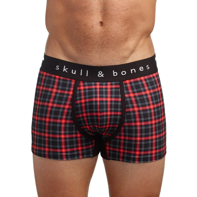 Skull & Bones Tartan Plaid boxer red size S