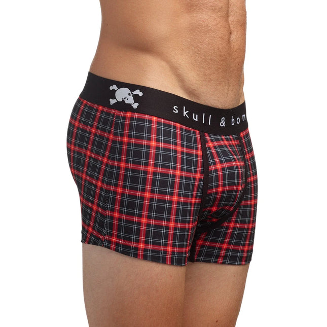 Skull & Bones Tartan Plaid boxer red size S