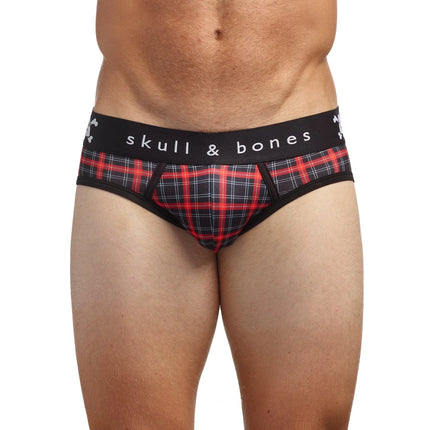 Skull & Bones Tartan Plaid brief red