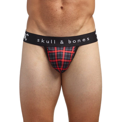 Skull & Bones Tartan Plaid thong red