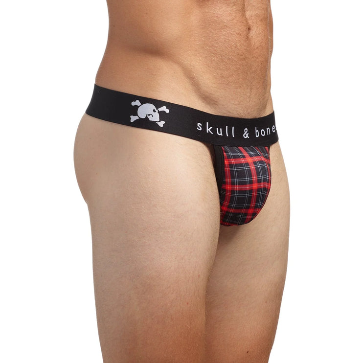 Skull & Bones Tartan Plaid thong red