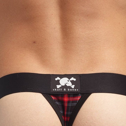 Skull & Bones Tartan Plaid thong red
