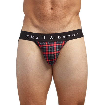 Skull & Bones Tartan Plaid jockstrap red