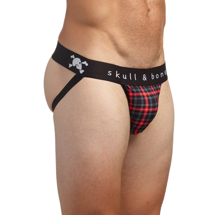 Skull & Bones Tartan Plaid jockstrap red