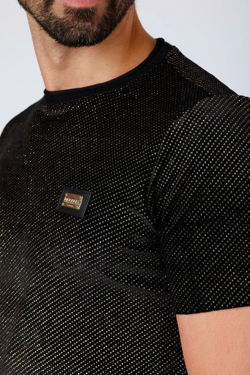 Barabas Cuddleth sparkly glittery t-shirt black/gold