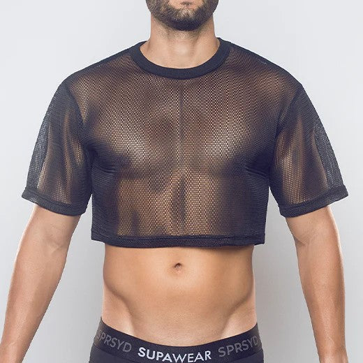 Supawear 3D mesh cropped top black
